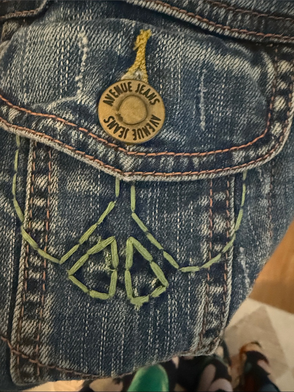 Avenue Art From the Heart Embroidered Light Wash Denim Distressed Jean Jacket - Picture 10 of 12